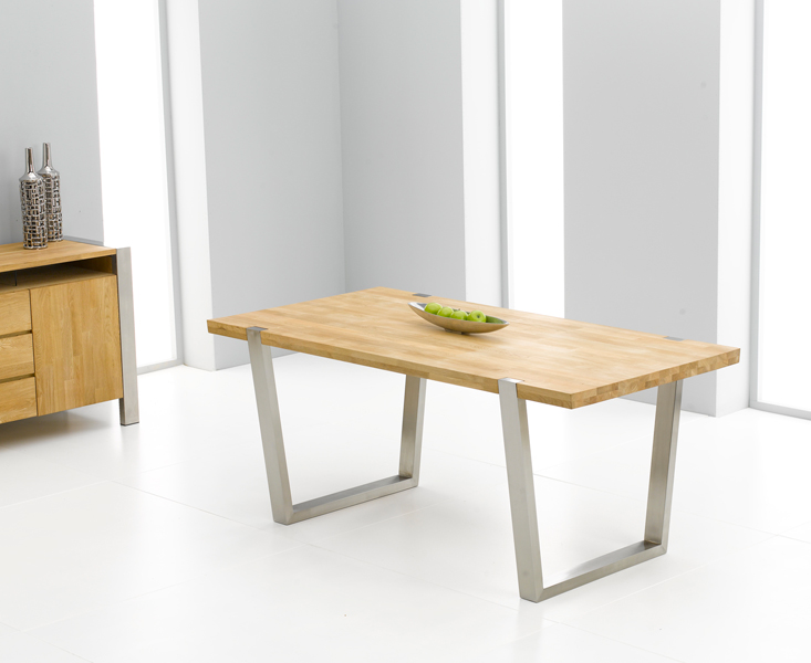 Charlotte Oak And Stainless Dining Table 180cm (Table Only) - Click Image to Close